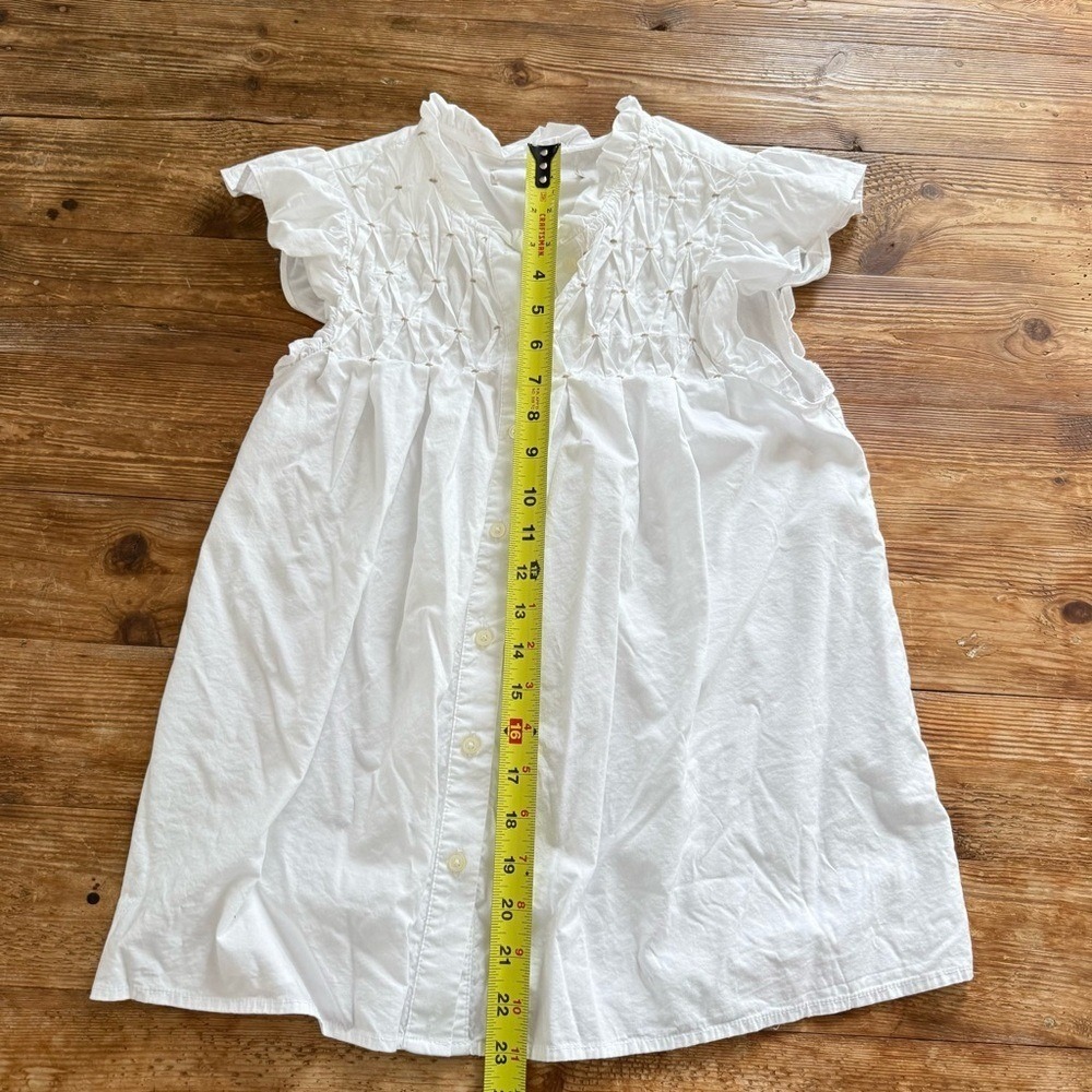 White Ruffle Sleeve Button-Front Blouse - Picture 9 of 11